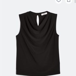 Beacon Black Draped Sleeveless Blouse